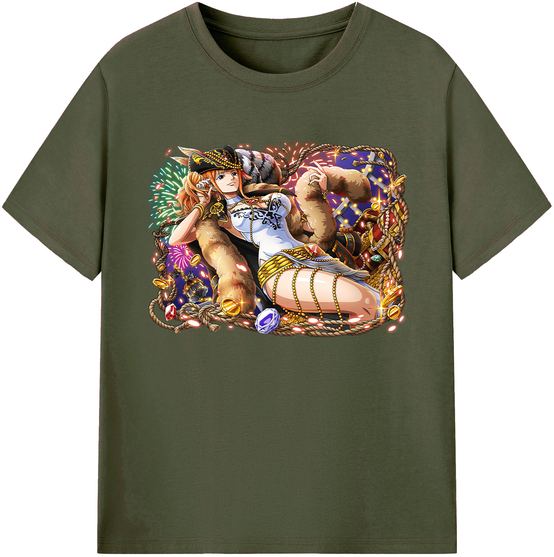 （画像用） ワンピース ナミ ONE PIECE Nami 綿100％ メンズ半袖Tシャツ｜肌触りやわらか＆通気性